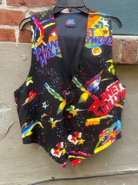 Planet Hollywood Vintage Space Graphic Vest with Bold Multicolor Print